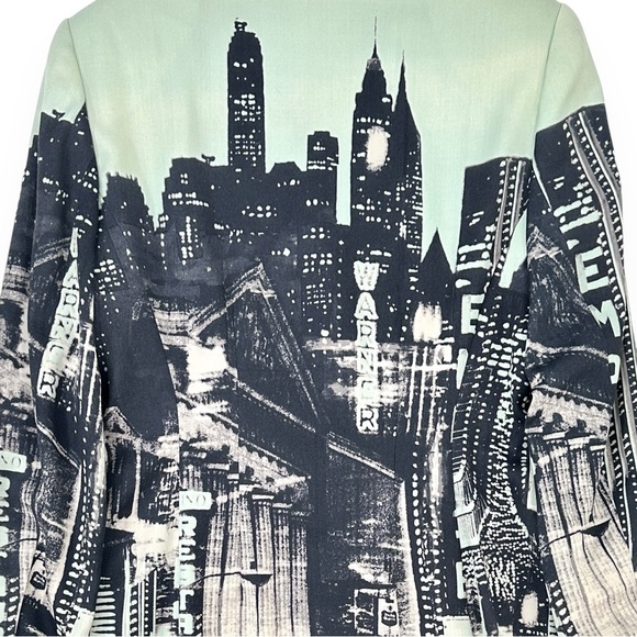 [sold] Vintage Escada Mint Green & Black Skyline Wool Blazer Jacket - Picture 3 of 9